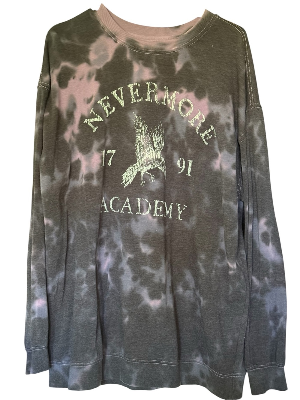 WEDNESDAY/Nevermore Academy Tie-Dye Long Sleeve Tee Sweatshirt Size XL COMFY!